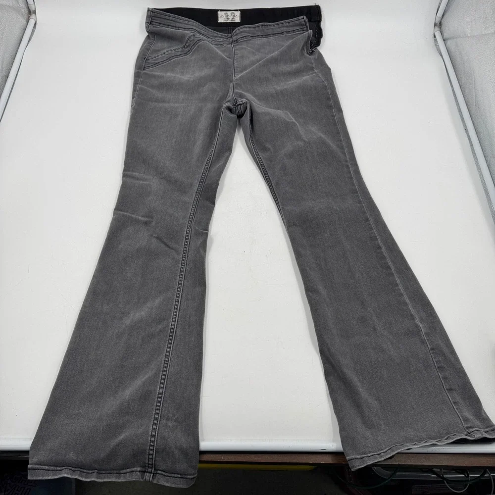 Free People Grey Flare Jeans‎ High Waisted Zipper Fly Denim Women's Size 32